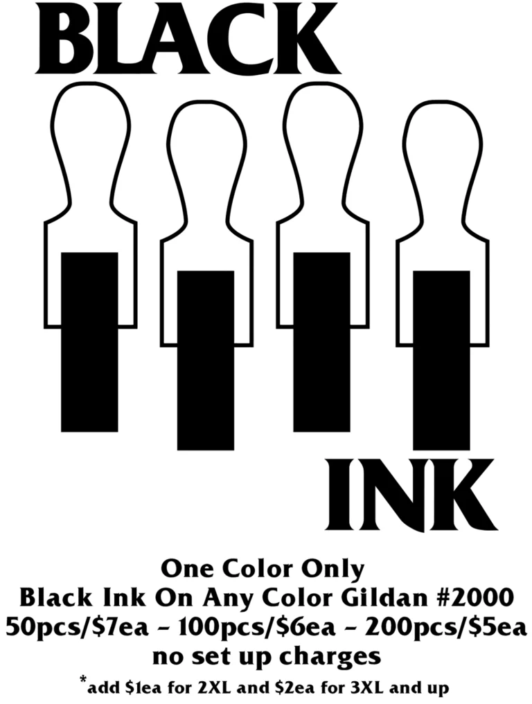 One color tshirts black ink screen printing